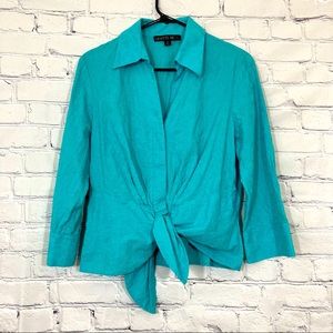 Lafayette 148 button down tie front top